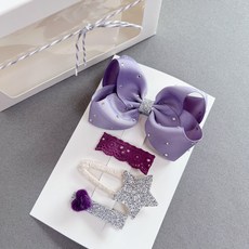 [쏘엘] 아동 키즈 헤어핀세트 퍼플글리터 4종 선물세트