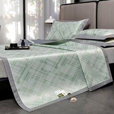 无印风PE清凉A类母婴级冰丝凉席子可机洗折叠款三件套凉感软凉席, 凝膠注入記憶棉, 绿色