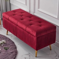 스칸디나비안 벨벳 긴 벤치 소파 침대 의자 거실 80x40x45CM 암록색, 40 길이 40 너비 45 높이 1인용, 와인레드