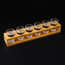 ZERO原點 6孔/12孔 竹製子彈杯架，壓克力杯托，三款可選, 1個, 直+35喇叭杯*6只