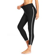 Holipick 여성용 수영 바지 하이 웨이스트 수영 레깅스 수영복 팬츠 UPF 50+ 래쉬가드 팬츠 블랙-화이트.