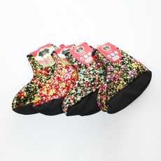 여성 기모 수면양말 꽃무늬 중목