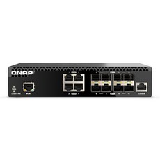 QNAP QSW-M3212R-8S4T 12埠全10GbE L2網管型交換器，8個10GbE SFP+光纖埠及4個10GbE RJ45網路埠, 1個