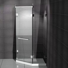 【海夫健康生活館】ITAI一太 皇冠5800 無邊框淋浴拉門 不鏽鋼 五角型 單開門 雙固定面 強化玻璃8mm, 1個, 寬100X100cm以內