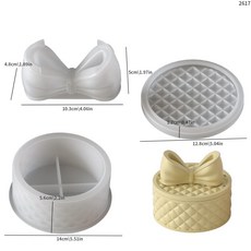 보석함 실리콘몰드 크리스탈 3개 캔들몰드 세트 리본, 보우 다이아몬드 보관함 몰드, 기본 향