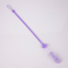 四條100 幸運草矽膠奶嘴鏈 玩具防掉帶 四葉草防掉鏈 玩具繩 防掉帶 寶寶奶嘴鏈 玩具夾 單頭夾 玩具固定帶, 紫色愛心, 1個