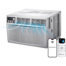 리모컨이 있는 컴포트 존 윈도우 장착 스마트 와이파이 룸 에어컨 8000 BTU 디지털 디스플레이 4가지 속도 설정 모드 24시간 타이머 수면 에코 CZ12758, 8/000 BTU