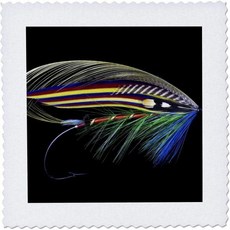 3dRose 10x10 인치 퀼트 스퀘어 애틀랜틱 연어 플라이 디자인 클래비, 10x10 inch quilt square, Atlantic Salmon Fly Designs Cl