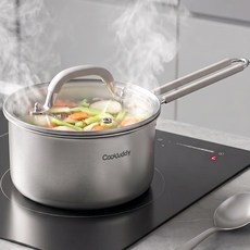 CookBuddy 라면냄비 304 스텐 3중 무연마제 인덕션 냄비 편수냄비 이유식 냄비, 1개, 실버, 16cm