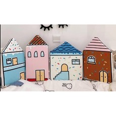 小房子床圍 加厚防撞城堡嬰兒床圍欄, 五彩冰淇淋(一套4個房子)(現貨)
