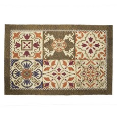 凡尼塔 綠野庭院刮泥絲圈地墊 室外門口進門刮沙刮泥除塵地墊 歐式磚花花園地墊, 南歐綠園, 1個