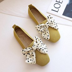 여성용 니트 슬립온 봄여름 부드러운 밑창 리본 편한 신발