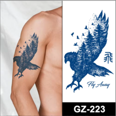 데이브렉 신개념 무광청색 리얼 타투 스티커 200종, 1개, GZ-223