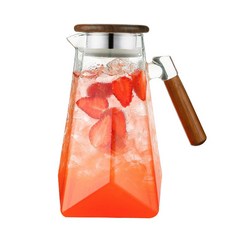 DIU 大容量冷水壺耐高溫玻璃水壺客廳燒水泡茶壺水杯喝水家用耐冷耐熱, 1個, 清野四方壺:如圖, 1L
