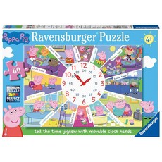 Ravensburger Peppa Pig: Tell The Time 아동용 60피스 시계 직소 퍼즐 - 스크린 프리 활동으로 집중력과 집중력 향상 - 메시 인증, 1개