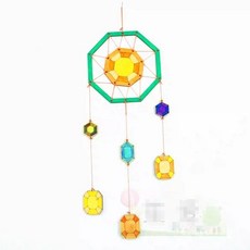 手工DIY捕夢網風鈴材料包 森系創意DIY 幼兒園教室室內裝飾清新風鈴, 多邊形款（材料包）不含顏料, 1個