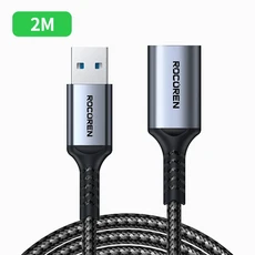 Rocoren USB 연장 케이블 USB 3.0 5Gbps 고속 전송 케이블 연장 코드 남성-여성 데이터 전송 리드 노트북 T, 02 2M