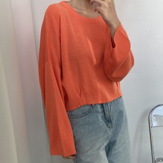 針織女款寬鬆壓褶短版Liberal圓領針織衫