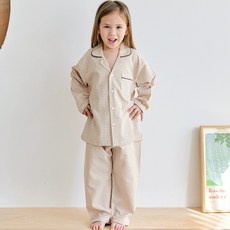 PINGCOCO 女童格紋9分袖睡衣+睡褲套裝