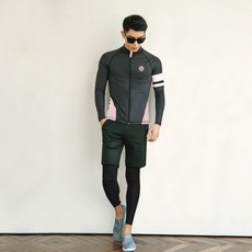 浮潛服 分體式拉鍊潛水衣 男女長袖裙褲 游泳衣泳裝長褲套裝 紫玉蘭1903 粉邊, 男款,3XL