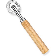 페이스트리 커터 반죽 스탬프 커터크림퍼 파스타라비올리파이 메이커 가정 및 주방용 나무 손잡이가 있는 스테인리스 스틸 라비올리 크림퍼 휠 1.54