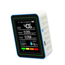 5 in 1 실내 공기질 모니터 전문가용 정확한 CO2 TVOC HCHO 습도, White plus blue