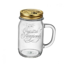 핸들드링크자 투명 유리 손잡이 음료잔 텀블러 컵 드링크용기, 투명 415ml