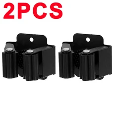 1-10개 스테인리스 스틸 대 빗자루 홀더 벽걸이 녹 방지 보관 훅 욕실 주방 정원 도구 정리함, 02 Black-(2PCS)