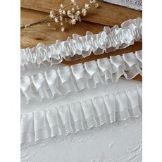 DIY 홈패션 프릴리본 셔링 주름 장식 원단, 7. 7번 아이보리 1.3cm5m