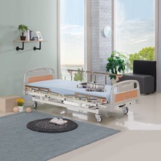 雙寶居家保健生活館 電動護理床 電動調整高度角度 附帶安全護欄 靜音滑輪設計, 暗灰
