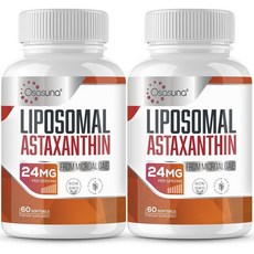 리포좀 아스타잔틴 24MG 최대 흡수 비타민 C보다 강력한 제 비유전자변형 O사스 SASuna, 60개입 (2팩)