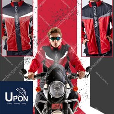 DONGSHEN 鷹眼兩件式雨衣 騎士風分開式 多功能機車雨衣, 紅,XL