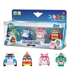 로보카폴리 2인치 미니 변신 구조대 세트 자동차 소방차 경찰차 장난감, 단품, 1개
