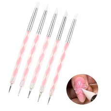 LUYING 네일 브러시 실리콘 브러시 도트 펜 5종 세트 셀프 네일 심플 핑크 간단하고 심플 내구성 간편함 아트 집에서 도트 아트 도트 막대 매니큐어 도구 셀프 네일 네일용