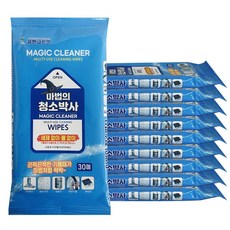 마법의 청소박사(30매) x(10개) 찌든때제거 만능 만능크리너 기름때제거 청소용물티슈 물때제거 주방청소 얼룩제거 매직클리너 다용도세정티슈 uju+746Xo