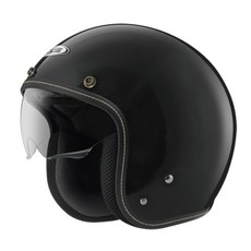 ZEUS ZS 388A 素色復古安全帽：內墨鏡片、吸濕排汗內襯、可拆洗3/4罩, 珍珠黑