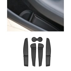 YOKOOHITECH 도어 사이드 포켓 보관 박스 라이너 TPE 전면 및 후면 도어 포켓 내부 오거나이저 트레이 및 컵 홀더 패드 4개 테슬라 모델 Y 주니퍼 2025 20, YOKOOHITECH 도어 사이드 포켓 보관 박스 라이