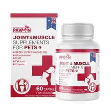 [호주직구] 포앤 강아지 고양이 관절 근육 영양제 초록입홍합 글루코사민 식이유항 Paw N Joint & Muscle Supplements, 1개, 뼈/관절강화, 60정
