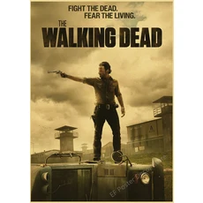 워킹 데드 포스터 Rick Grimes/Daryl Dixon 인쇄 공포 TV 쇼 빈티지 홈 룸 아트 벽 장식 복고풍 그림, 02 A4, 28 2