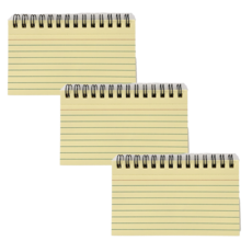 미니 스프링 유선 수첩, 3개, 옐로우