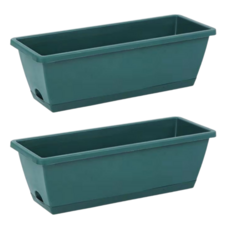 트리아브 직사각 화분 긴 플라스틱 화분 텃밭 상추, 다크그린, 2개