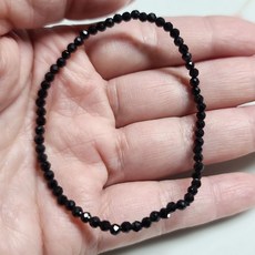 晶寶水晶 黑碧璽手鍊 刻面切面珠手環 2.9mm 天然水晶手珠