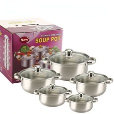 스텐냄비세트 10pcs 냄비세트 코팅팬 냉비세트 양수냄비 인덕션신혼냄비, 은색, 1세트, 18CM/20CM/22CM/24/26CM