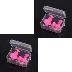 루프형 귀마개 수면용 소음 차단 방수 수영용 실리콘 용 귀 보호기, 2Pcs Pink