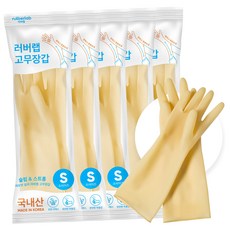 러버랩 국내산 팔목고무장갑 양손착용 세트, 아이보리, 소(S), 5개