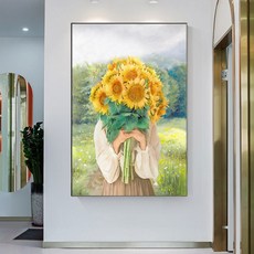 혜문잡화상점 그림액자 60x80cm 해바라기를 든 소녀