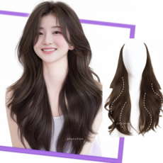 지니판 자연스러운 S컬 빌드펌 웨이브 레이어드컷 일체형 붙임머리, 1개, 라이트브라운