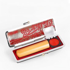 고급 가죽마감 인주내장 도장보관함 케이스, 1개, 레드