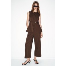 [국내발송] ZARA 여성 벨트 더블 브레스트 베스트 - 브라운 8372/046/700 447028
