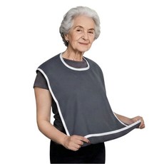 차차쿠바 방수 턱받이 환자용 식사용 앞치마, 1개, 딥 그레이
